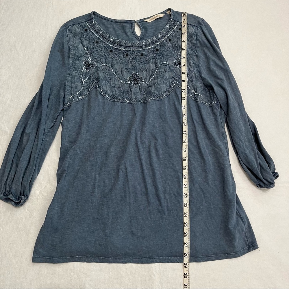 Soft Surroundings Blue Embroidered Beaded Tunic - Picture 8 of 10